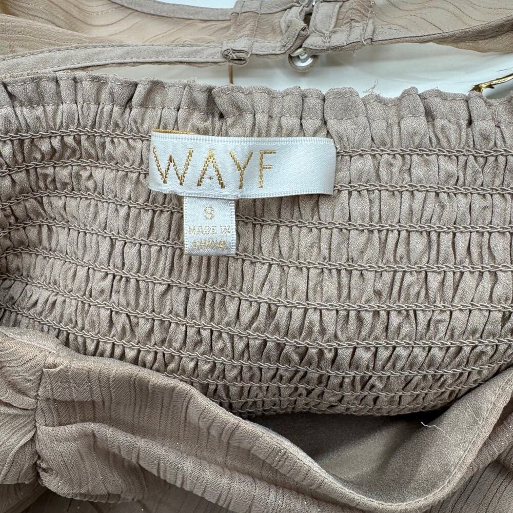 WAYF Metallic Thread Balloon Sleeve Top In Mocha - Picture 5 of 7